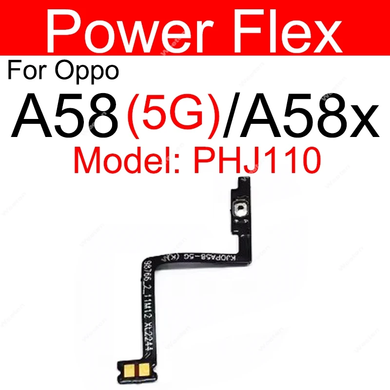Power Volume Flex For OPPO A56 A57 A57e A57s A58 58X 4G 5G ON OFF Power Voulme Side Keys Buttons Flex Cable Parts