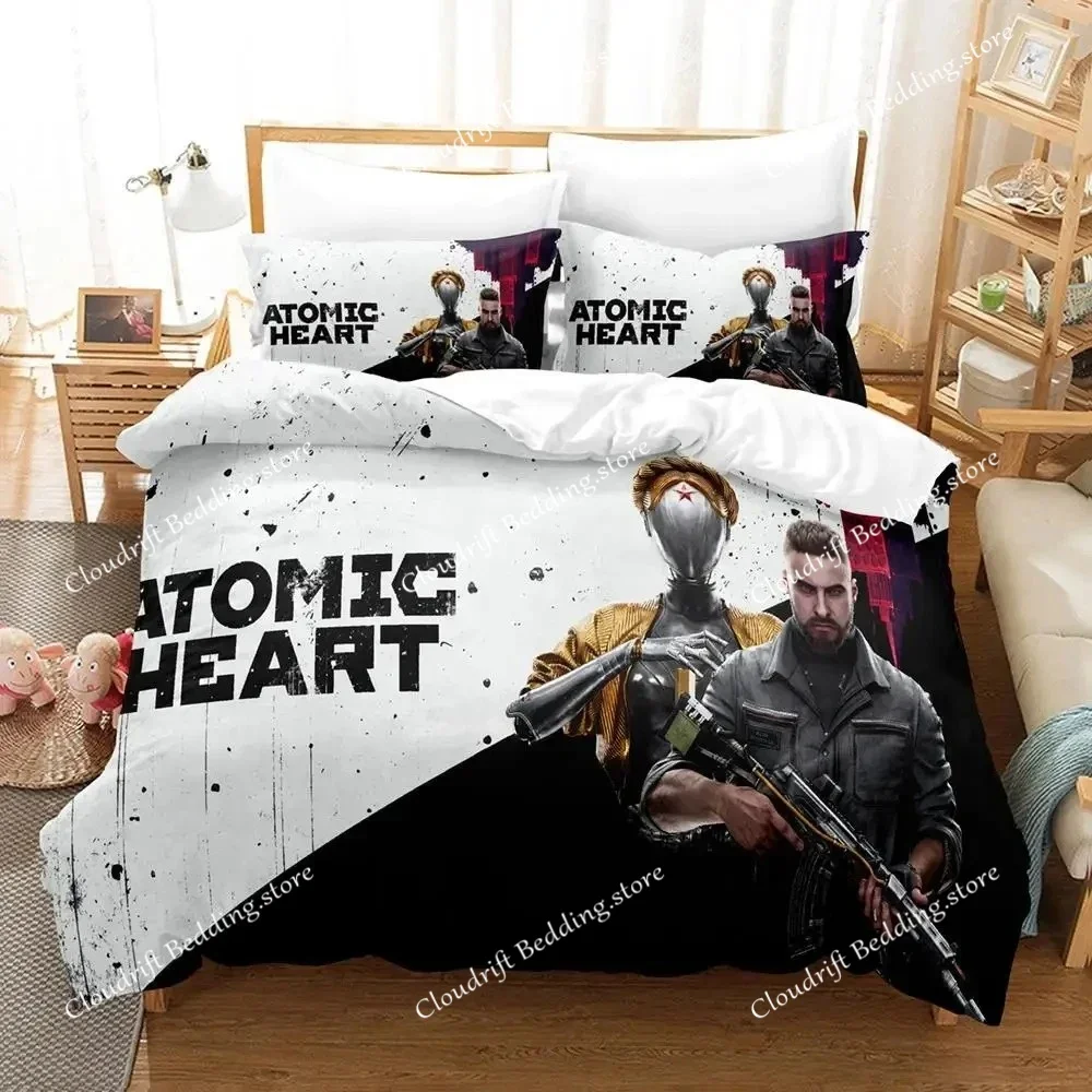 Game Atomic Heart Bedding Set Boys Girls Twin Queen Size Duvet Cover Pillowcase Bed Kids Adult Fashion Home Textileextile