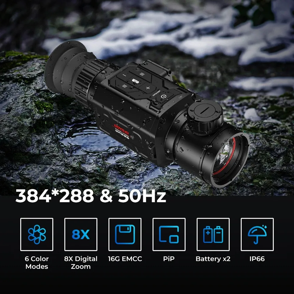 Thermal Imaging Night Vision Scope Rifle Telescope 384x288 (50Hz) 35mm Lens Zoom 1-8X Thermal Scope for Hunting GR325