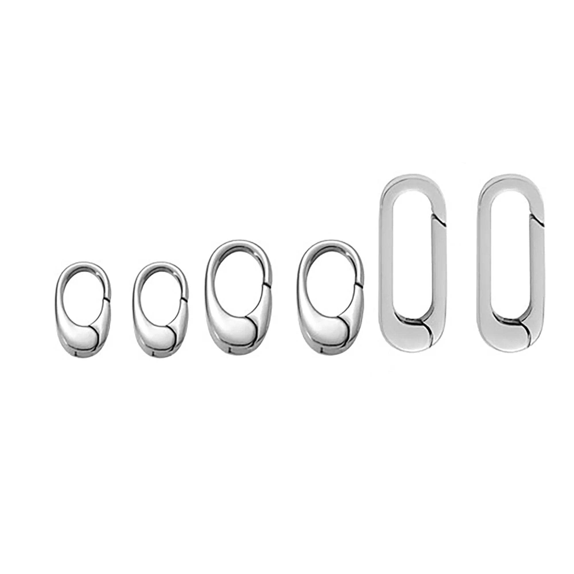 2pcs 10mm 13mm 18mm small mini tiny mirror polished stainless steel Oval snap spring carabiner hook pearl gems clasp