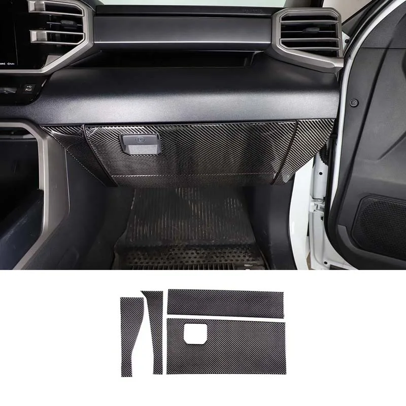 

For 2022-2023 Toyota Tundra soft carbon fiber car styling car co-pilot glove box panel cover sticker car interior accessories