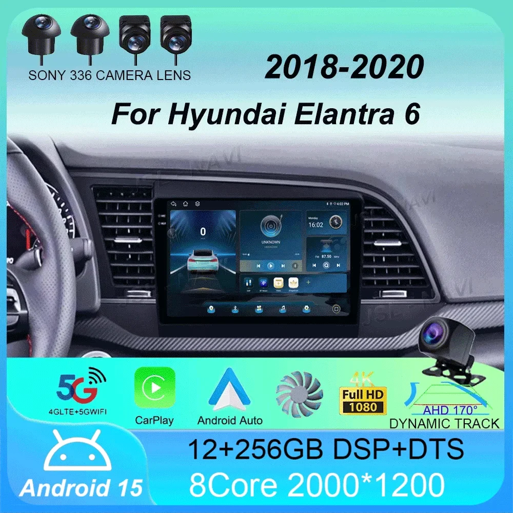 

Car Radio Android 15 Carplay For Hyundai Elantra 6 2018 2019 2020 DSP GPS Navigation Multimedia Video Player Stereo Head Unit BT