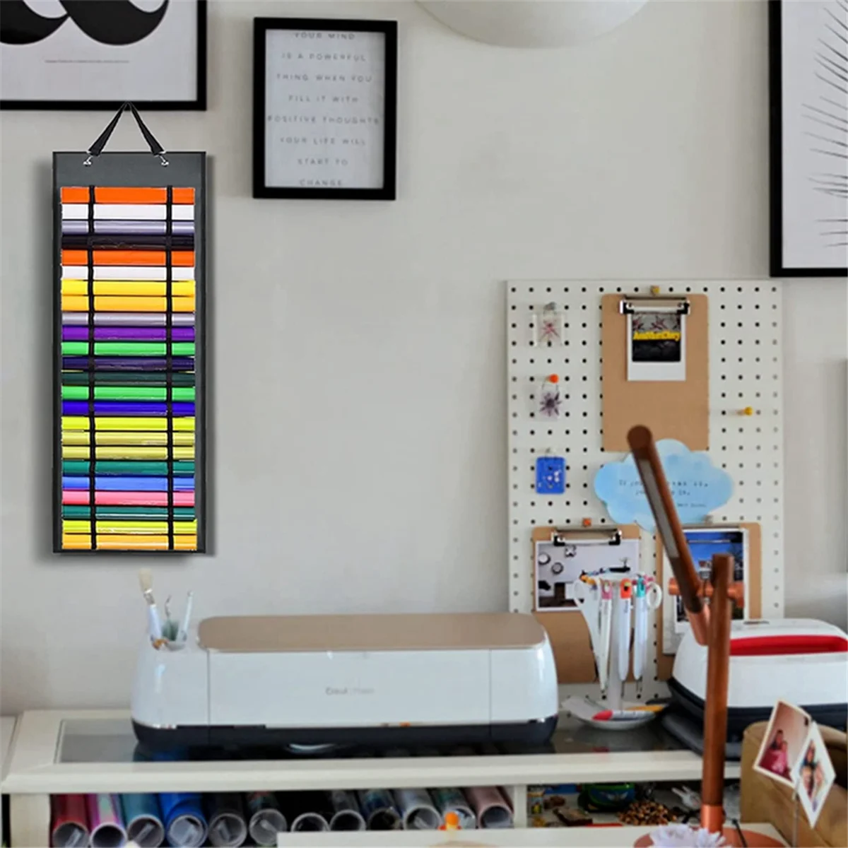 Portarotolo in vinile con 48 scomparti, organizer per riporre rotoli in vinile, organizer da parete per stanze artigianali e portaoggetti Grigio SQ