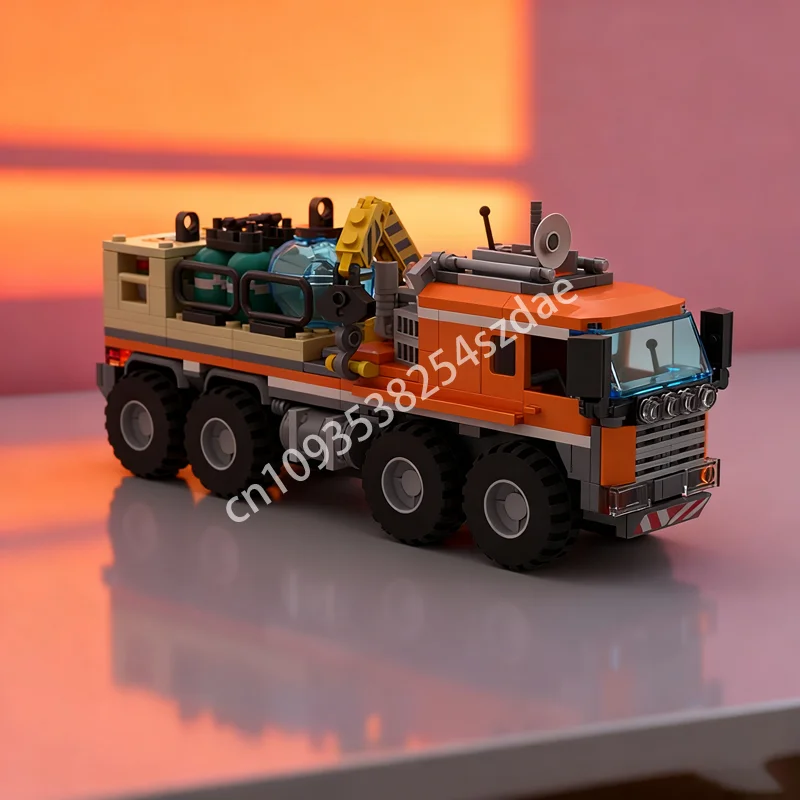 388 قطعة MOC شاحنة بضائع القطب الشمالي مدينة نموذج القطب الشمالي اللبنات الهدايا المعمارية هدايا عيد الميلاد تجميع فكرة لعبة تعليم الأطفال