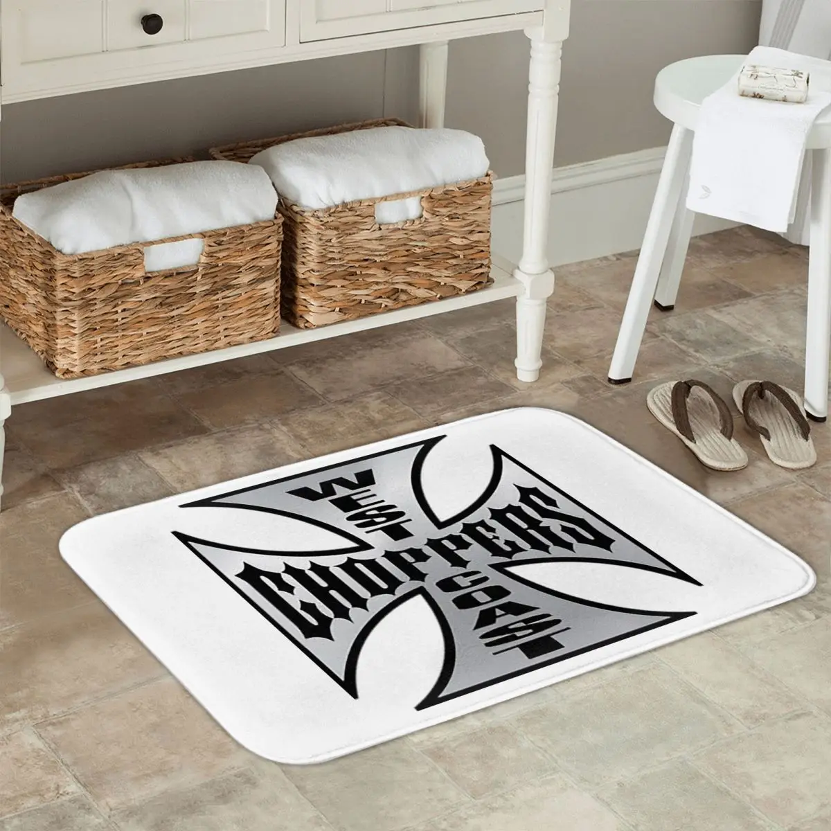 

Personalized West Coast Iron Cross Choppers Anti-slip Doormat Floor Mat Durable Carpet Rug for Kitchen Entrance Home Footpad Mat