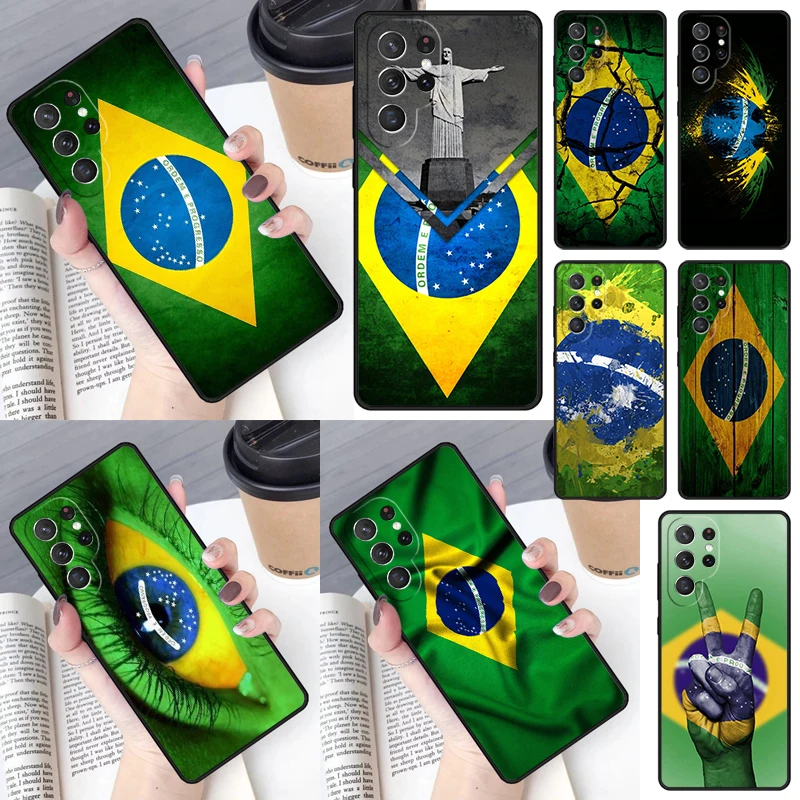 

Brazil Flag Cover For Samsung Galaxy S23 Ultra S22 S20 S21 FE S8 S9 S10 Plus Note 10 20 Ultra phone Case