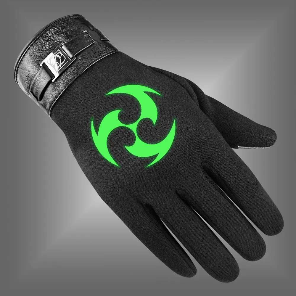 

Game Genshin Impact Gloves Fluorescent Luminous Electro Element Winter Warm Fleece Lined Touch Screen Gloves For Men Mittens