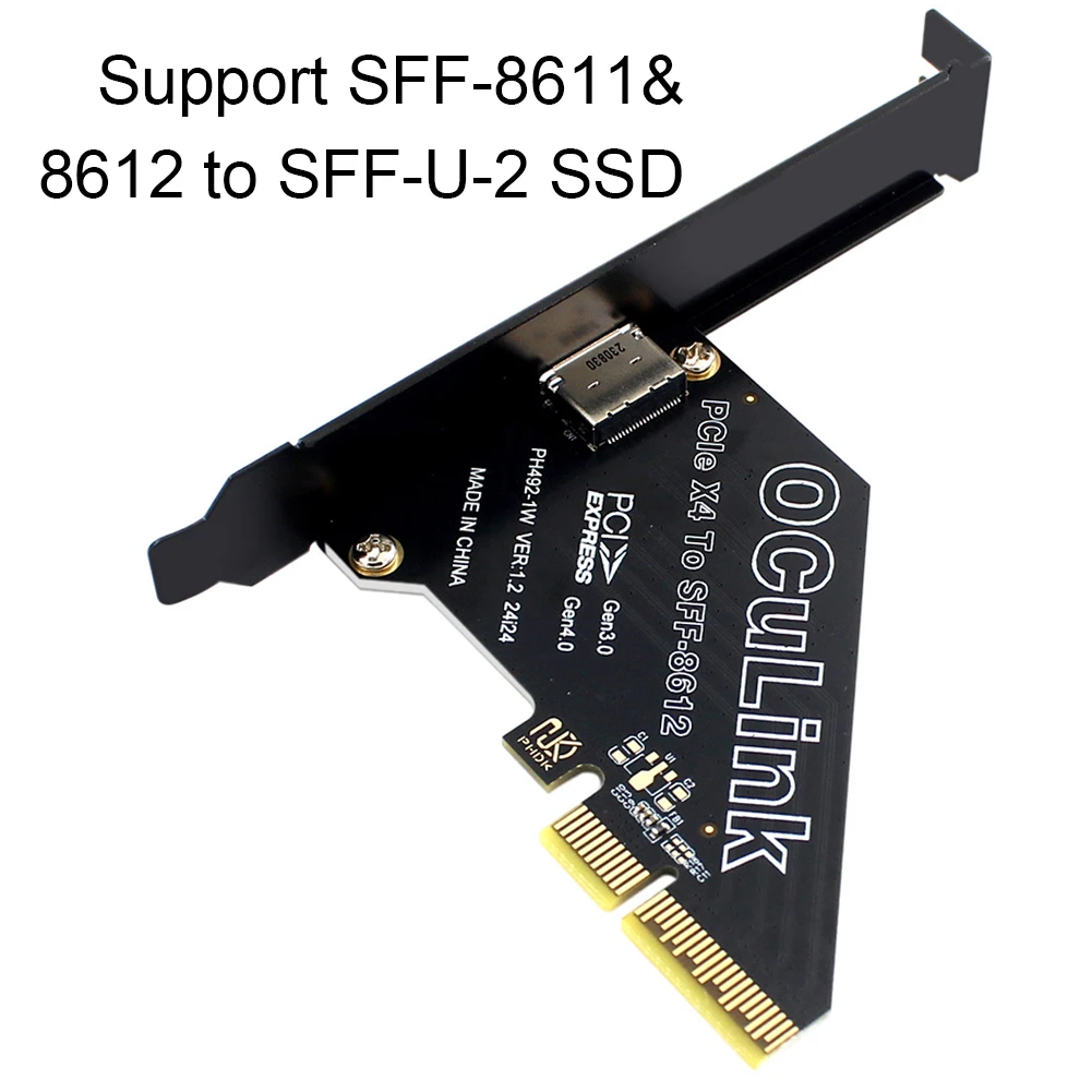 PCIe To SFF 8611&8612 Adapter Card PCIe 4.0 X4 /PCIe 4.0 X1 to Oculink Adapter PCIe SSD To U.2 OCUlink SFF-8612 Adapter for Wins