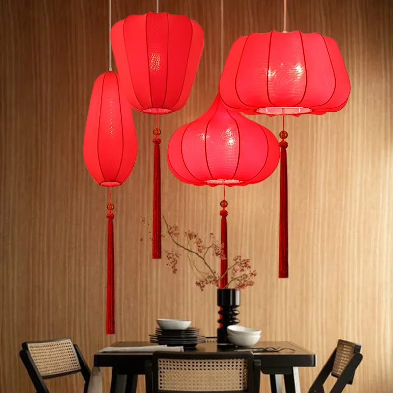 Lantern chandelier creative restaurant hot pot shop personalized decoration living room retro lighting Zen lamp new ceiling lamp