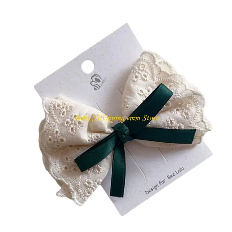 

23GD Embroidered Lace Headwear Headdress Bowknot Hair Clip Infant Hair Accessory Barrettes for Girls Toddlers Hairpin Clips