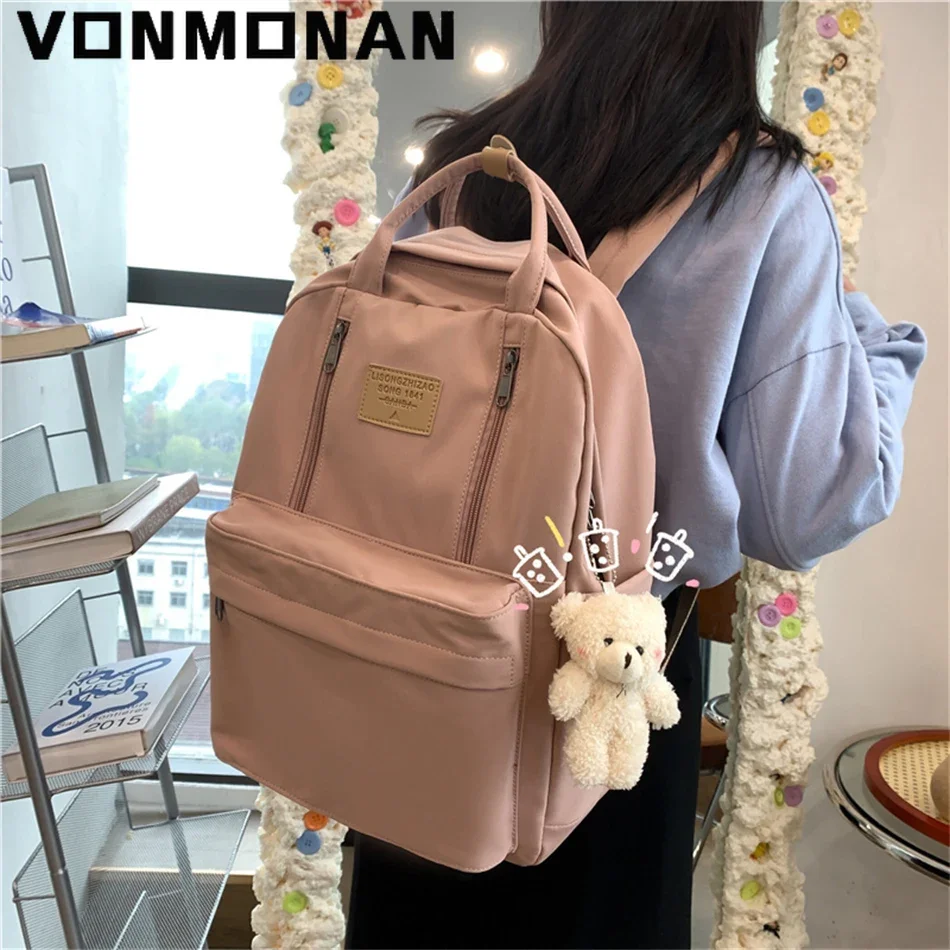 Multifunction Double Zipper Women Backpack Teenager Girls Laptop Rucksack Student Shoulder Bag 2024 Korean Style School Book Bag