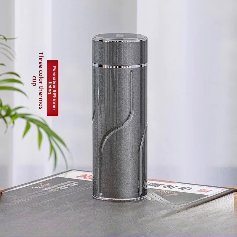 Pure silver inner container high-end snowflake silver insulated cup - Large capacity portable health care gift cup