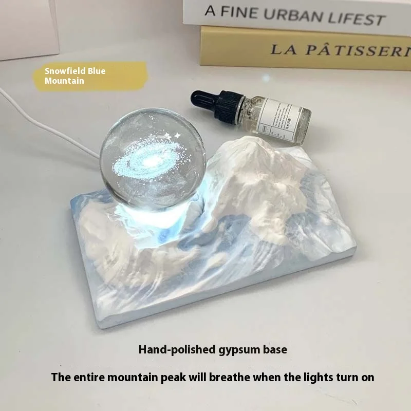 갤럭시 아로마 테라피 그라디언트 블루 디퓨저 스톤 장식 선물 남성과 여성 선물 상자 생일 졸업 선물 야간 조명