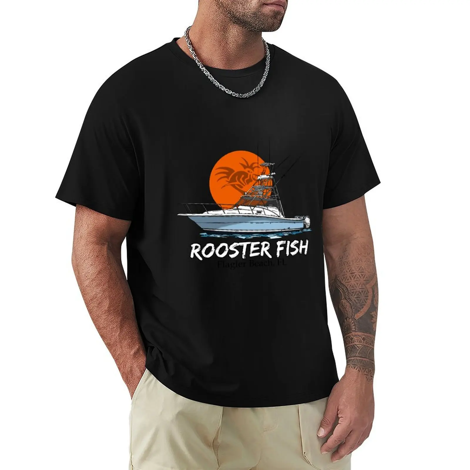 

Rooster Fish Flagler Beach, Florida T-Shirt anime clothes summer top boys animal print men clothing