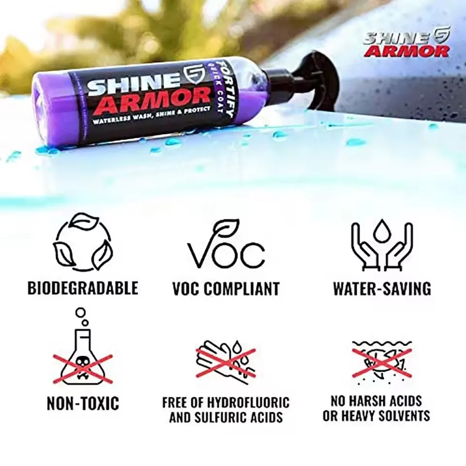 SHINE ARMOR Fortify Quick Coat Lapisan Keramik Cat Lilin Mobil Semprotan Cuci Mobil Tanpa Air & Lilin Hidrofobik Top Coat Poles