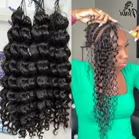 Extensiones de Cabello Humano con Ondas Profundas NABI Feathered Crochet, 16-24 Pulgadas, 100g/lote, para Trenzas Bobo, Boho Locs y Peinados para Mujer