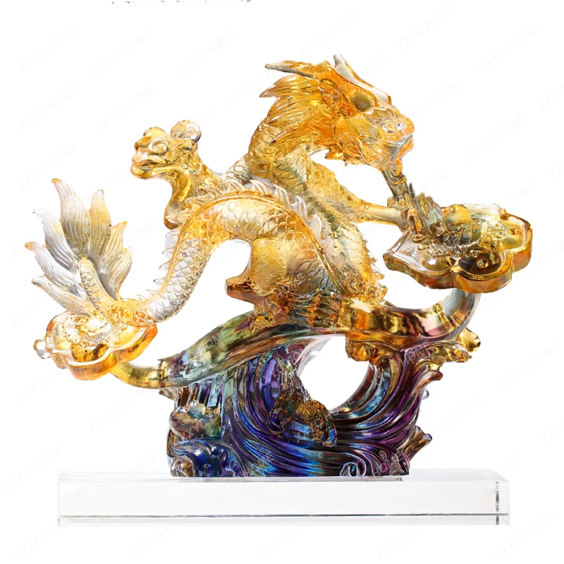 

Glass Dragon Decoration Business Booming Chinese Dragon Fortune Decoration Crafts Housewarming High-End Birthday Gift