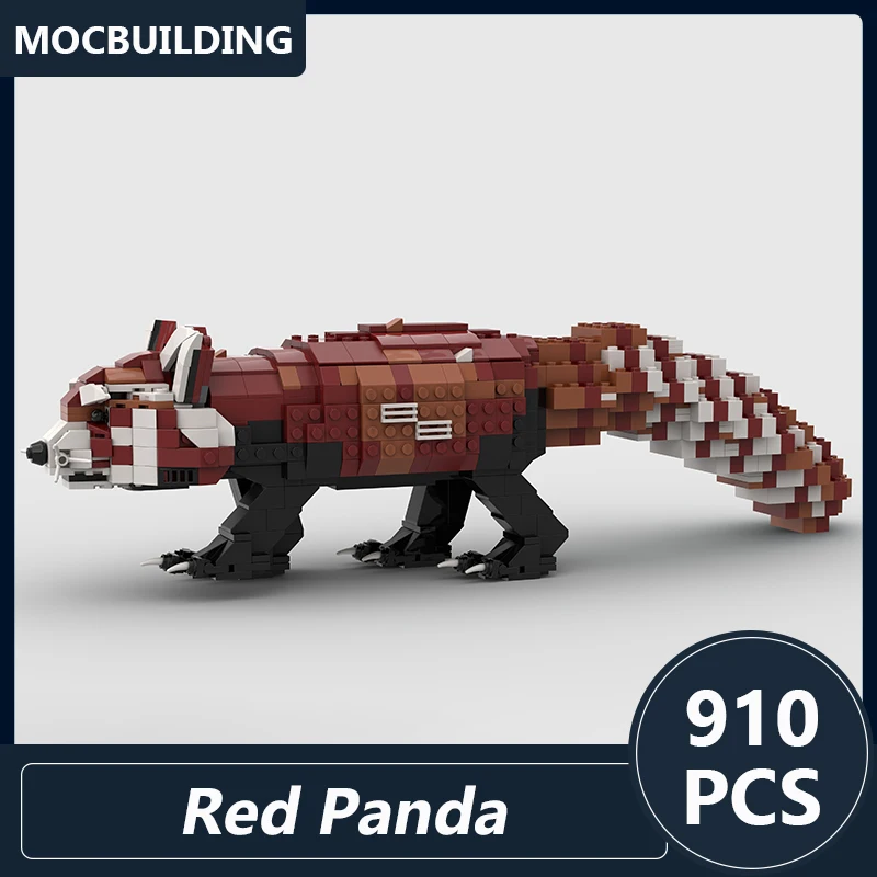 레드 팬더 모델 Moc 빌딩 블록 Diy 조립 벽돌 동물 교육 크리 에이 티브 디스플레이 컬렉션 크리스마스 장난감 선물 910PCS