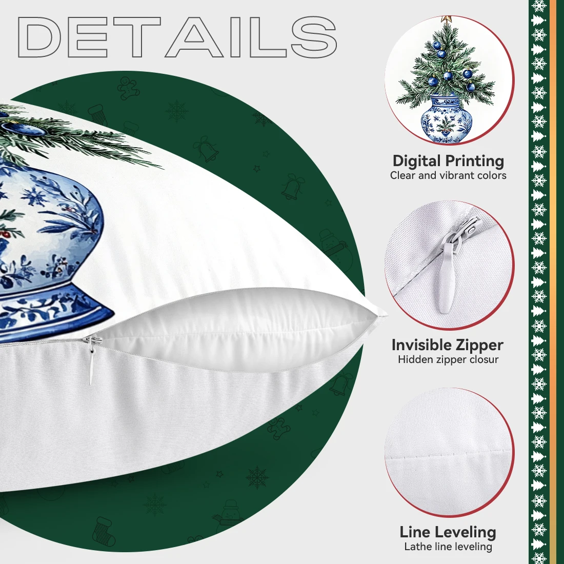 Porcelain Christmas Style Pillowcase Printed Polyester 45x45cm Throw Pillowcover Decorative Sofa Cushion Pillowslip Home Decor