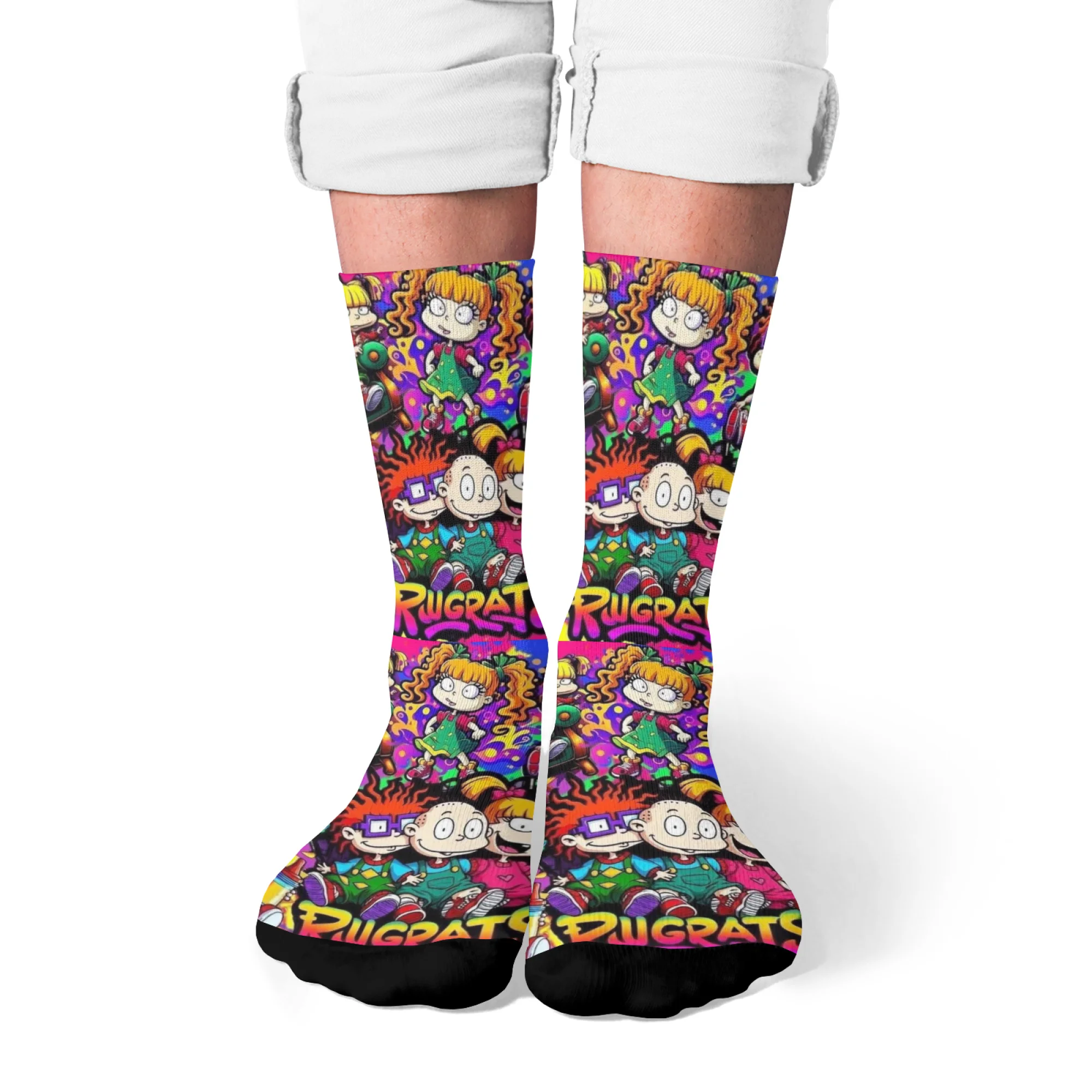 1 Paar Anime-Crew-Socken für Herren, Kindheit, Harajuku-Stil, bunte Cartoon-Figuren, weicher, atmungsaktiver Stoff, pflegeleicht für Party