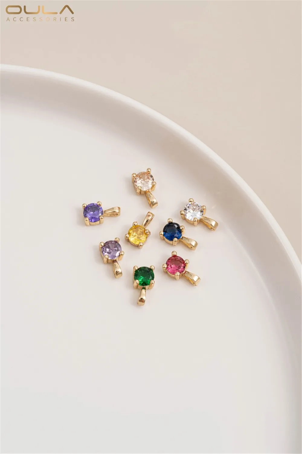

1pcs 14K Gold Inlaid Zircon Small Pendant, Sparkling 3A Color Zirconia DIY Square Versatile Jewelry Pendant