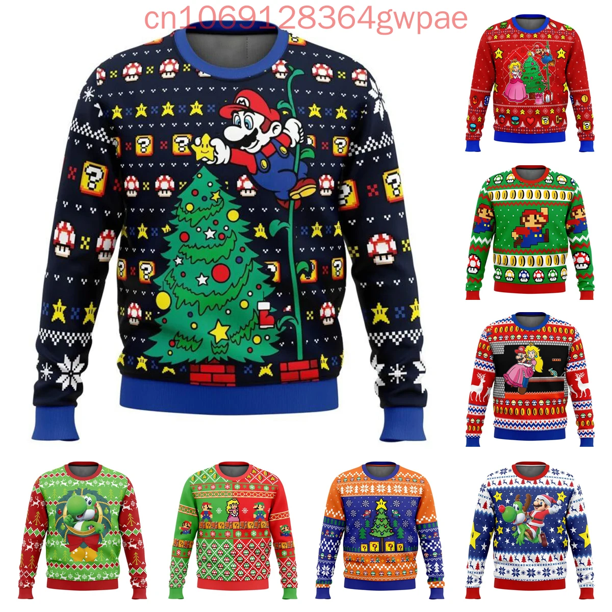 Game Super Mario Bros Pullover Yoshi Plumber Ugly Christmas Sweater Princess Peach Printing Streetwear Unisex Christmas Tops