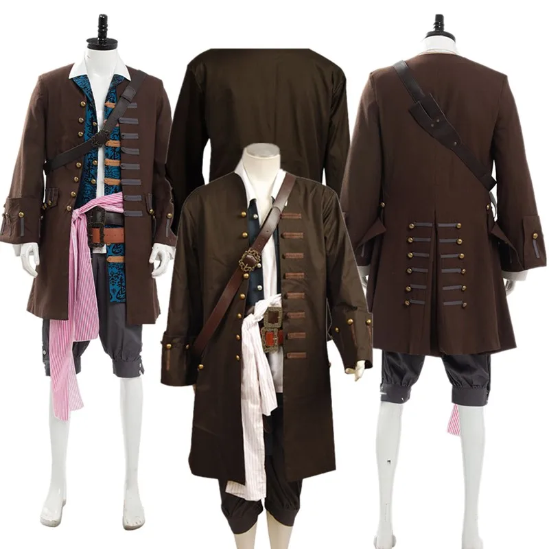 

TV Disguise Jack Cosplay Sparrow Costume Captain Men Pirates Coat Pants Outfits Halloween Carnival Party Suit