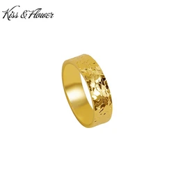 KISS&FLOWER 24KT Gold Ice Ring For Women Men Couple Fine Jewelry Wholesale Wedding Party Valentine Girl Boyfriend Gifts RI195