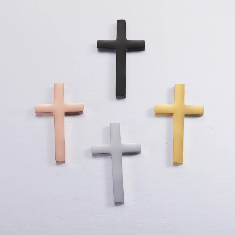 10Pcs/lot 31*17mm Novelty Cross Charms Mirror Polish Stainless Steel Charms For DIY Making Necklace Earrings Summer Jewelry