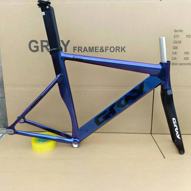 GRAY F15 Bike Frame 700C Aluminium Alloy Fixed Fear Fixie Bicycle Frameset  Carbon Front Fork Flat Seatpost - AliExpress