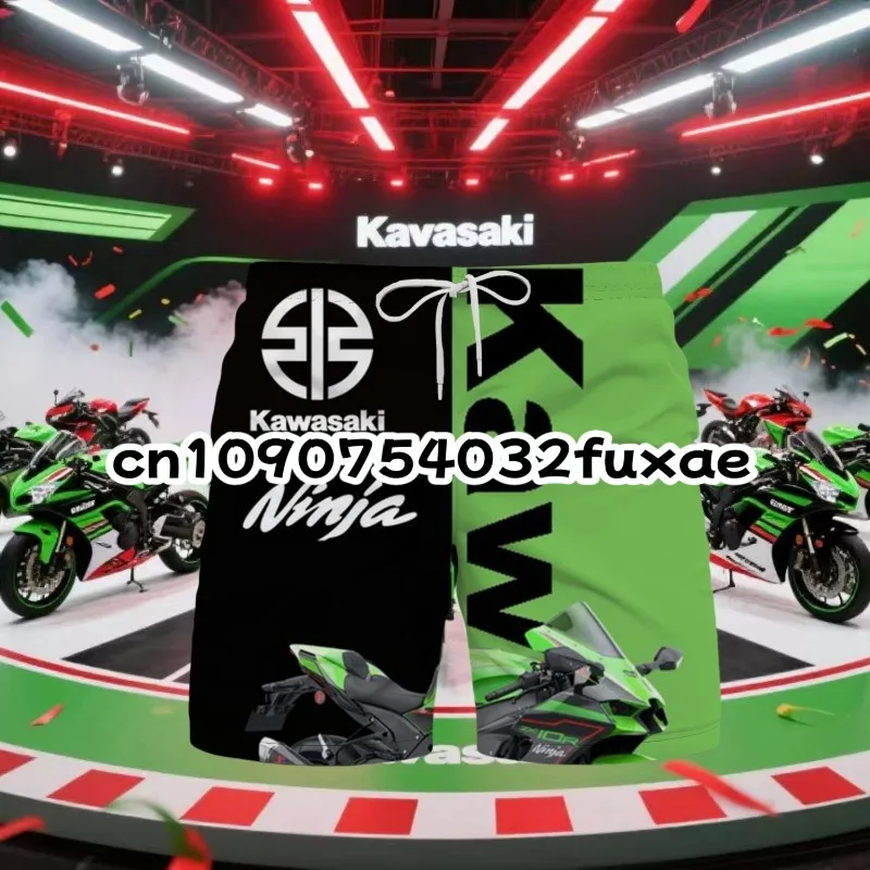 

Летние спортивные трендовые быстросохнущие дышащие мотоциклетные шорты Kawasaki, тонкие удобные шорты для мотоциклетных видов спорта