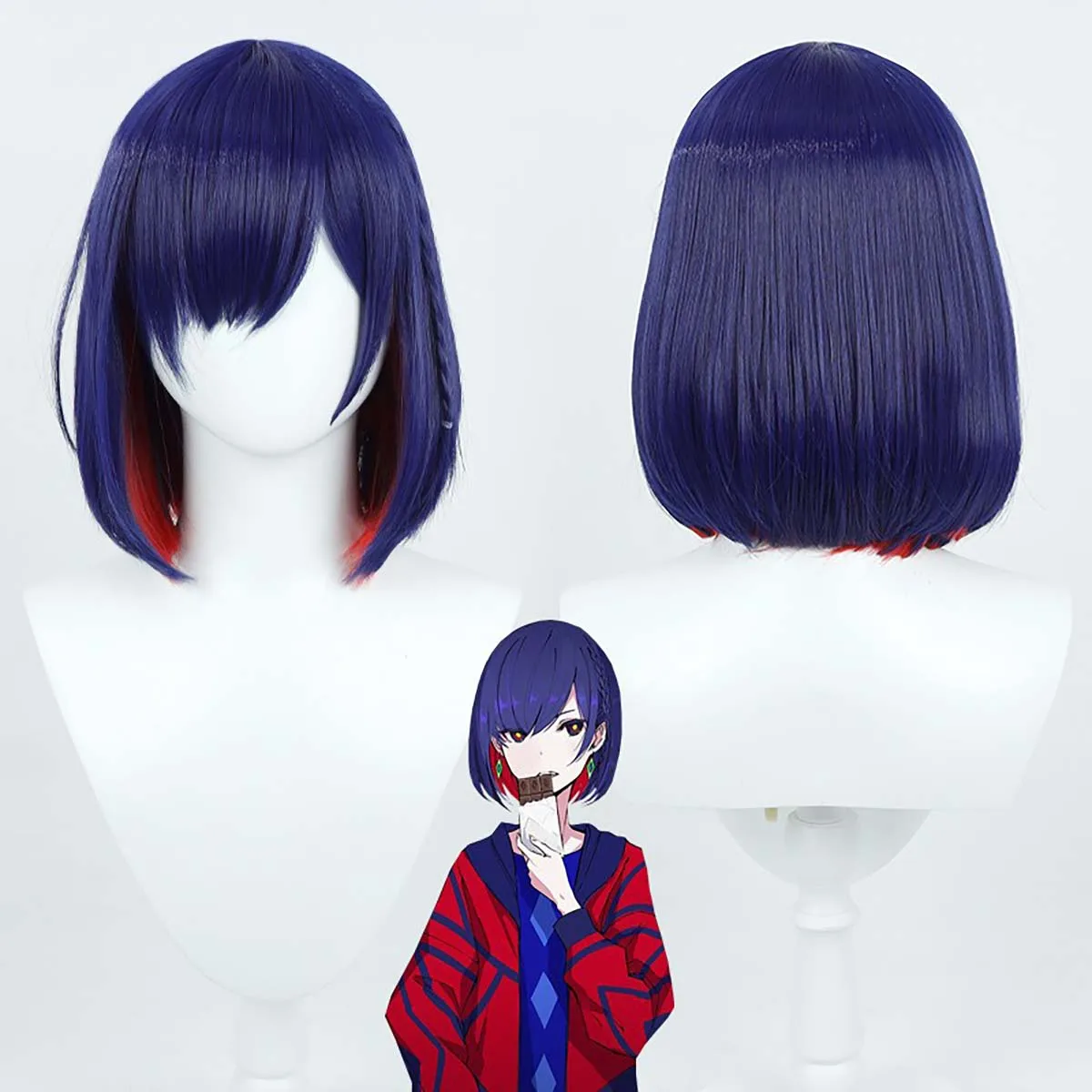 Women Halloween Costume Props Vtuber Virtual Youtuber VWP RIM Cosplay Blue Heat Resistant Hair Wig