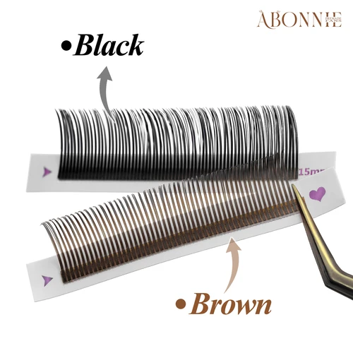 Imagen 2 del producto Abonnie-extensiones de pestañas húmedas con flores 5D, pestañas individuales, volumen marrón, Hada floreciente suave 5D, pestañas postizas fáciles de seguimiento