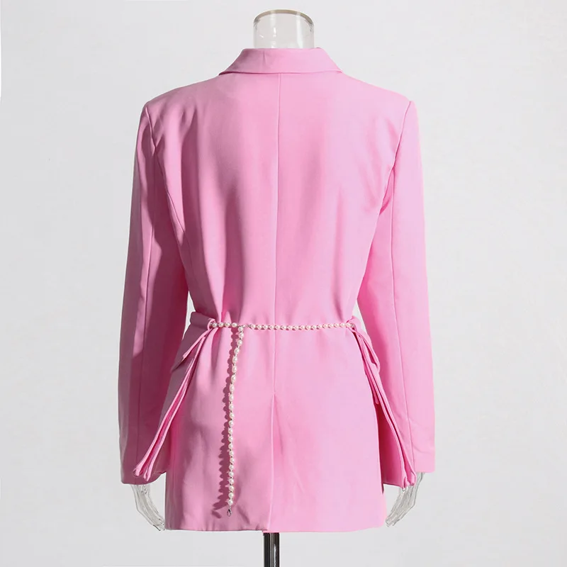 HKSH 秋の新女性シックなブレザーニッチデザインパールチェーン大きなポケットスリムフィットエレガントなファッションハイストリートスタイリッシュなコート HK8951