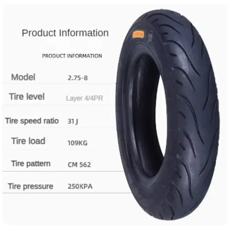 2.75-8 Tubeless ThickeningTire for Electric Scooters Warehouse Vehicles Mini Motorcycle Scooter Accessor