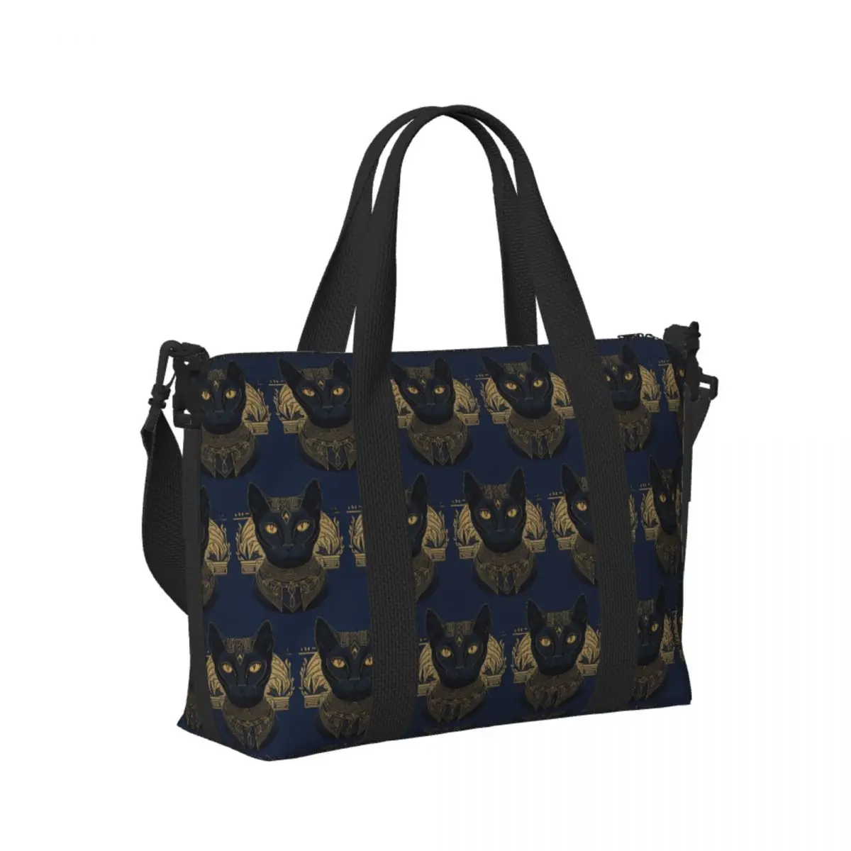 

Egyptian Goddess Bastet Art Of Ancient Egypt Beach Travel Bag Tote Bags for Gym Sport Women Shopping Duffle Shoulder Bag