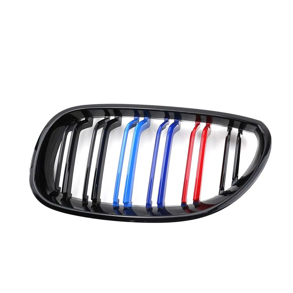 Gloss Black M-Kleur Front Nier Grill Racing Grills Voor Bmw 5 Serie E60 E61 M5 520I 535I 550I 03-10 Sedan Dubbele Lijn Grille