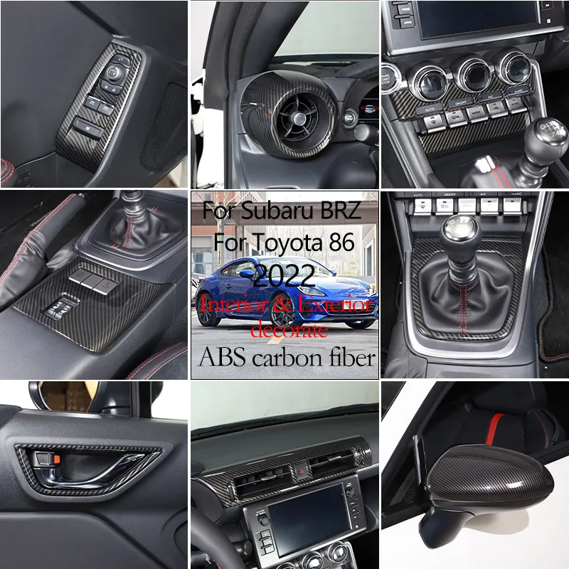 

For Toyota 86/Subaru BRZ 2022 ABS Carbon Fiber Car Interior Center Control Air Outlet Frame Glass Lift Frame Sticker Accessories