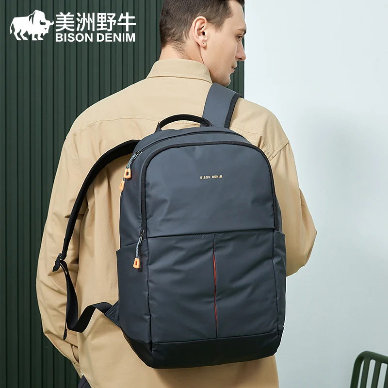 BISON DENIM Large Capacity Backpack Men Women Business Laptop Computer Bag Student School Bags Multifunctional Travel Backpack