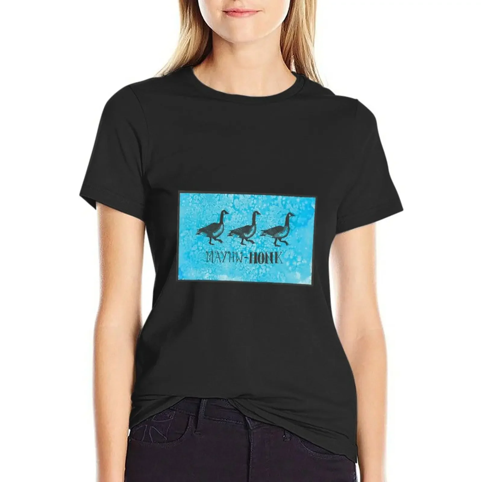 

MAYHW-HONK Geese T-Shirt Female clothing new edition korean fashion cute tops t-shirts for Women cotton