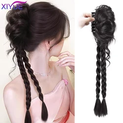 XIYUE Synthetic Wig Braid Female Pony Tail Braid Half Tied High Pony Tail Dopamine Fried Dough Twists Braid Boxing Braid Wig