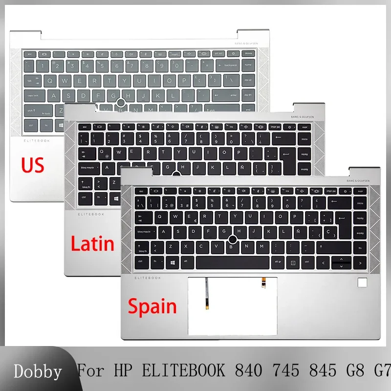 

New Laptop US Spain Latin Keyboard for HP ELITEBOOK 840 G8 G7 745 845 G8 G7 Laptops Palmrest Case Cover M07090-001 M36312-001