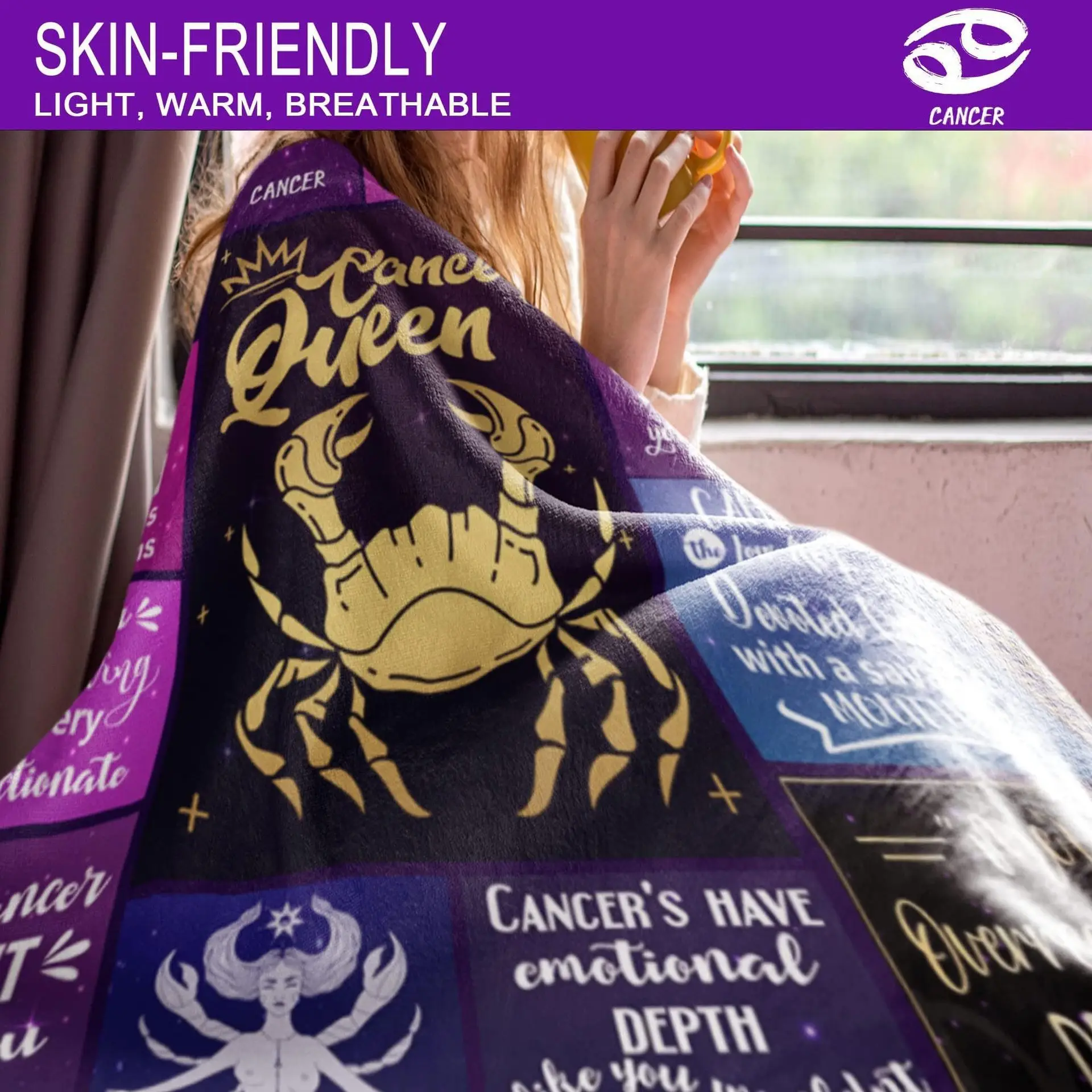 الأرجواني متقلب اثني عشر علامات زودياك بطانية مطبوعة ل أريكة سرير السفر التخييم غرفة المعيشة مكتب تكييف بطانية