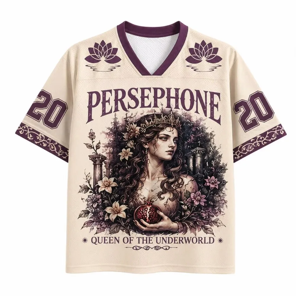 Harajuku Persephone Illustration 3D Print Sport Quick-dry Breatha Men V-neck T-Shirt Outdoor Street Casual Parent-Child Clothing