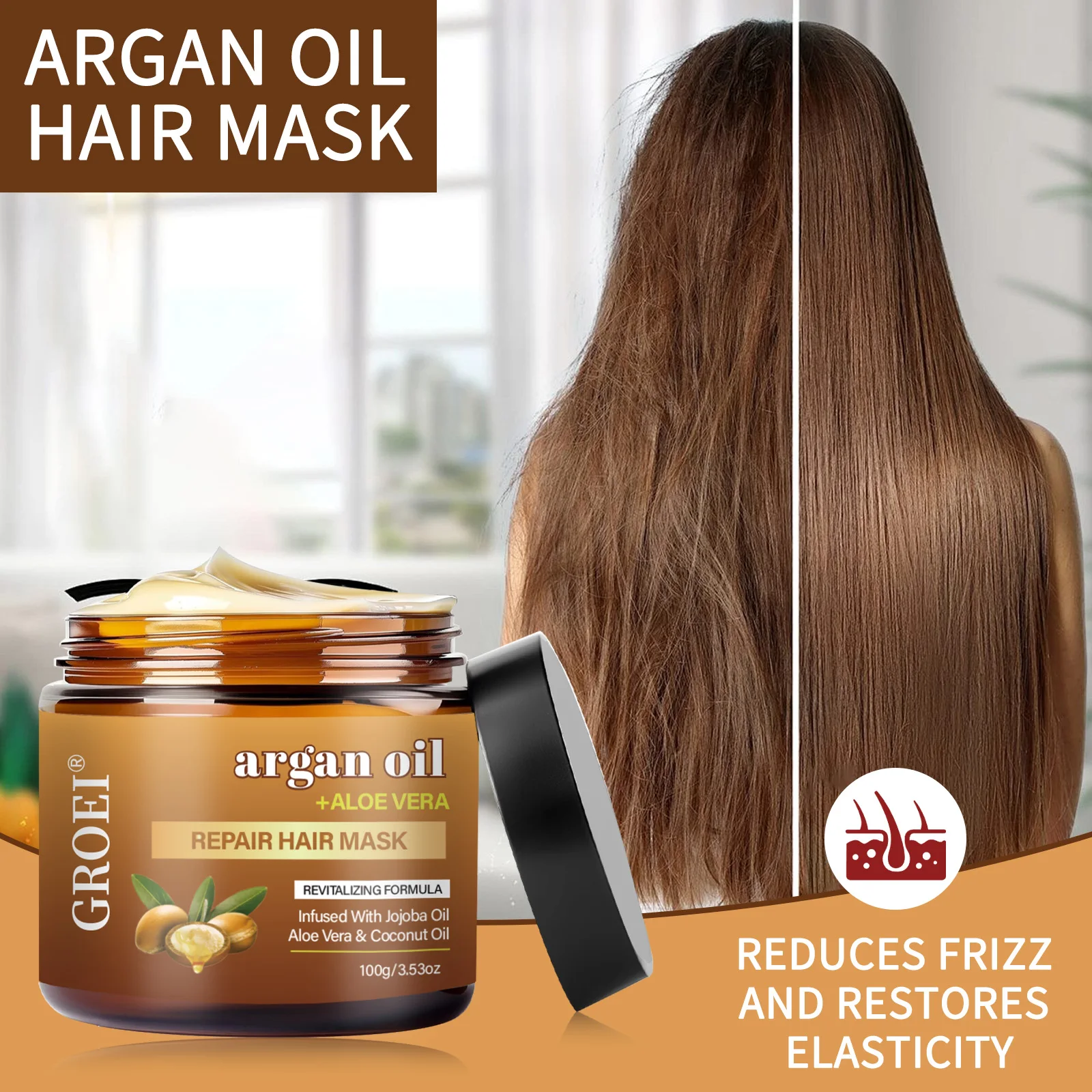 

100g Argan Oil Hair Mask Hair Care Cream Deep Repair and Hydration Treatment Dry Frizz Damage Masks Soft Shiny for All Hair