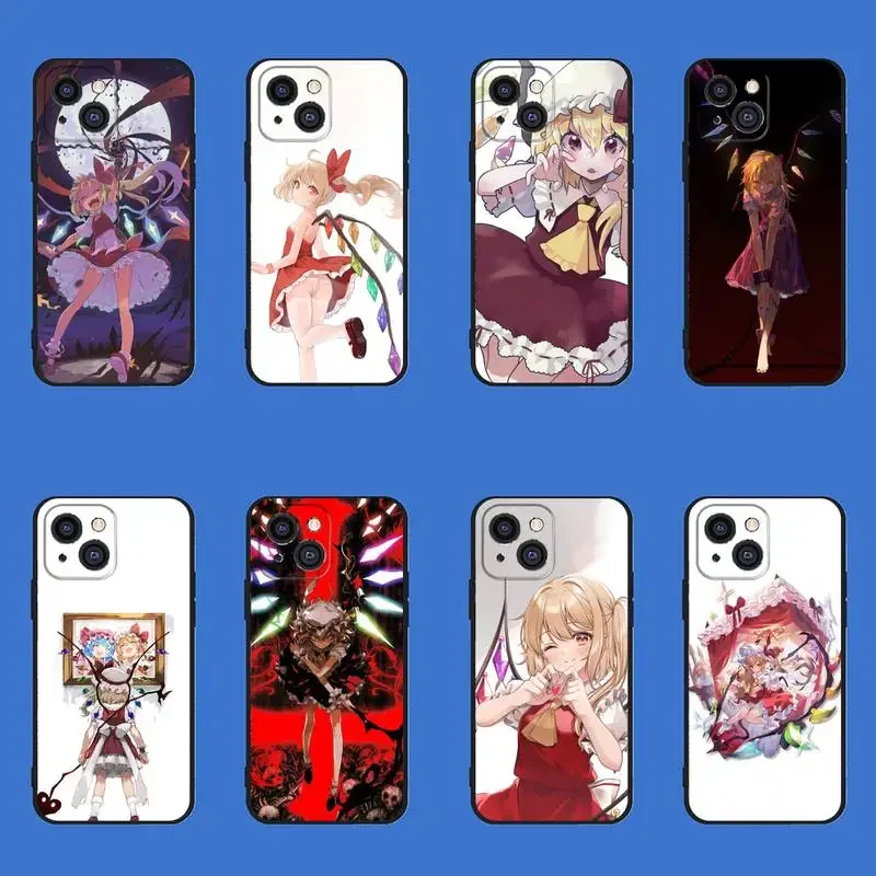 Touhou Project Flandre Scarlet Cute Girl Phone Case For iPhone 11 12 Mini 13 14 15 PRO XS MAX X XR 6 7 8 Plus Black Shell