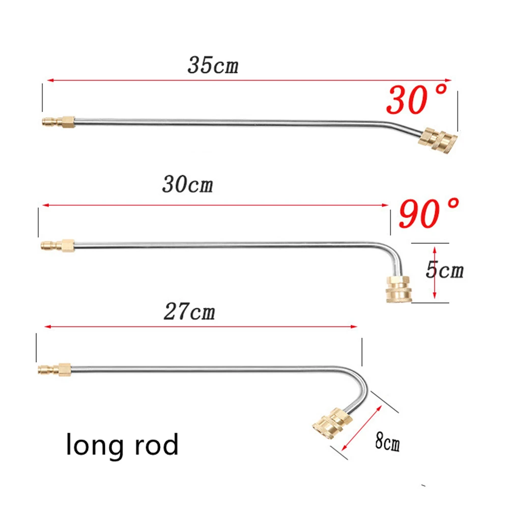 High-pressure Extension Rod For Car Washer Water Gun 1/4 inch Quick Connect Angle 30/90 degree U type Curved Head Wand Lance