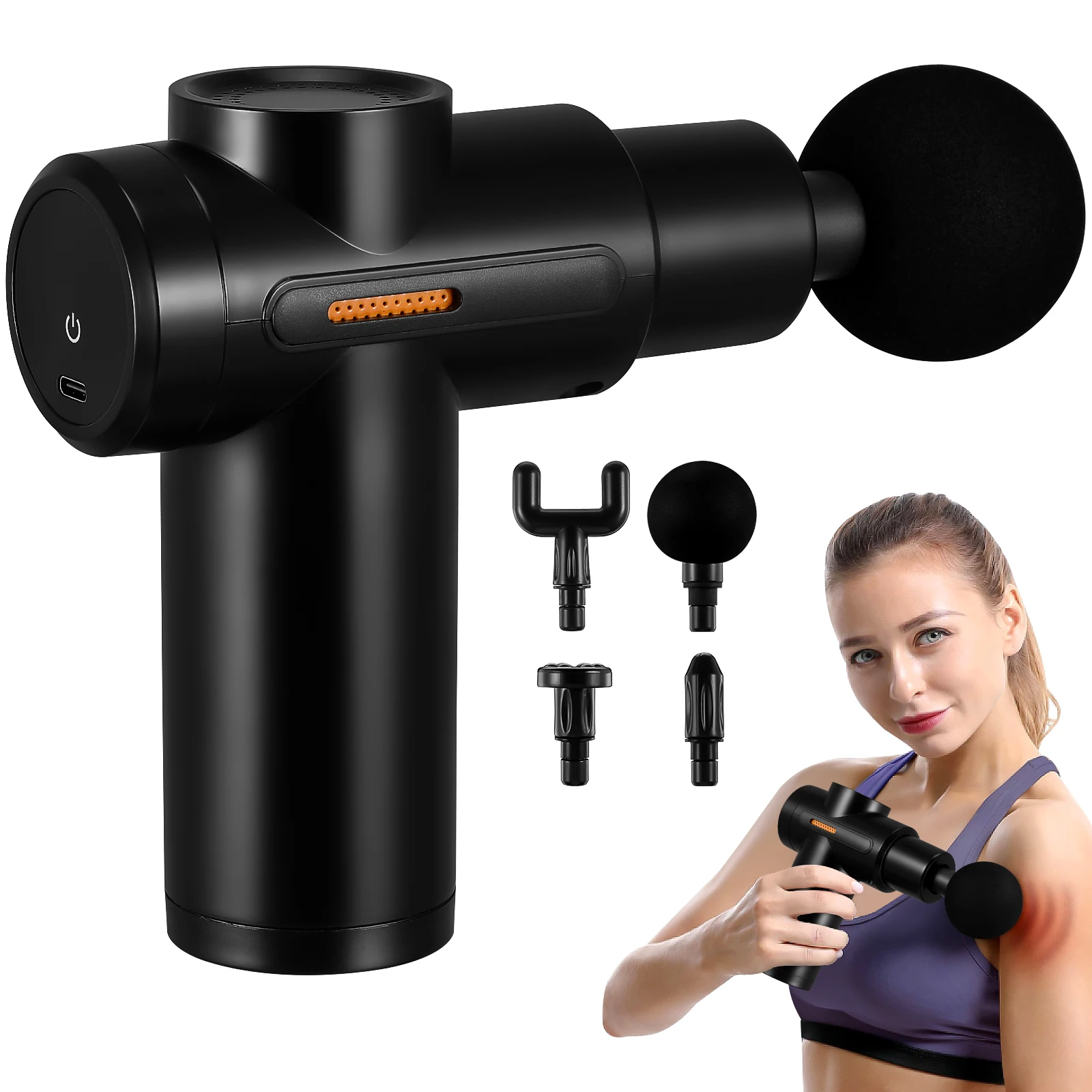 

Мини-инструмент для фасции, глубокая ткань, черный, 33 уровня, ЖК-дисплей, релаксация мышц, вибрация, электрический массажер, инструмент для фитнеса