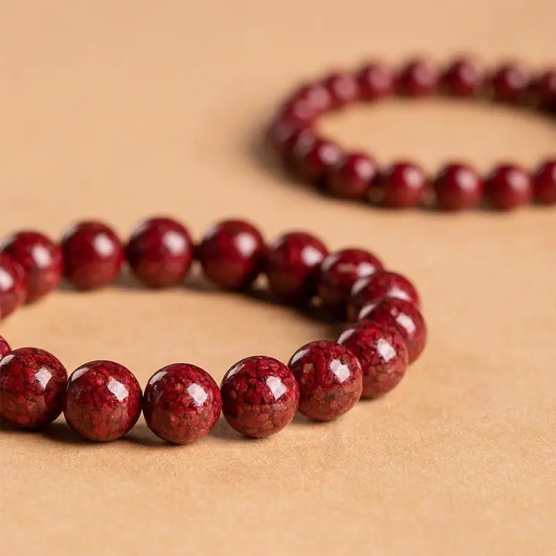 Pure Natural Raw Ore Crystal Sand Cinnabar Bracelet Birth Year Natal Buddha Beads Charm Blessing Handstring High-grade Jewelry