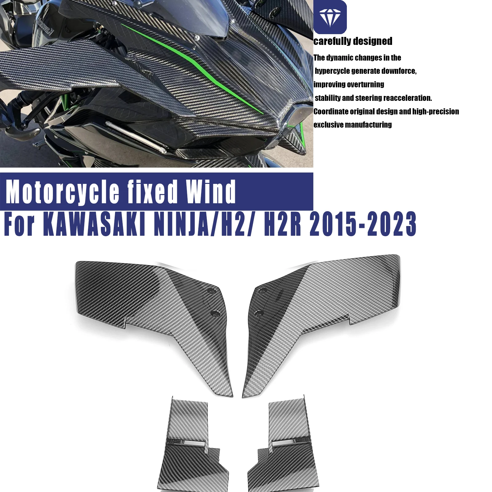 Motorcycle Air Deflector Wing Upper Lower Wings Aerodynamic Modification Side Wing Fairing For KAWASAKI NINJA/H2/ H2R 2015-2023